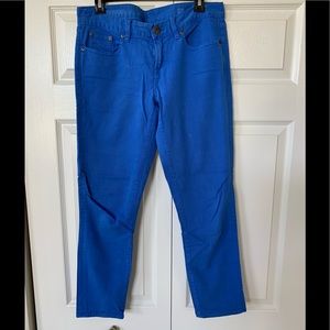 JCrew ankle toothpick bright blue pants, size 29